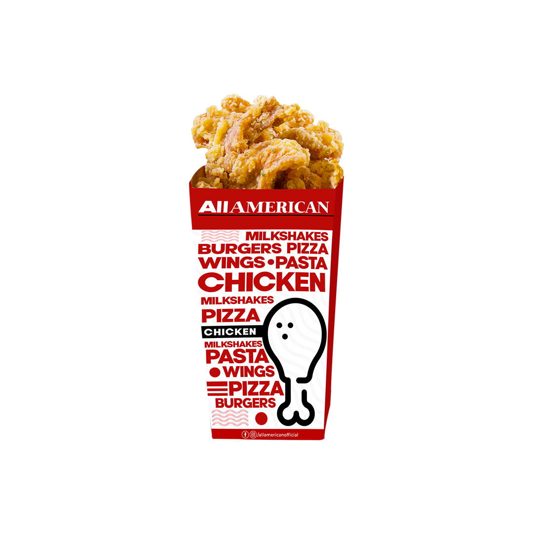 Nibble on bits of fun with AllAmerican's Chicken Nibblers! Made with crispy chicken tenders, available in three flavors: classic, cheese, and sour cream.